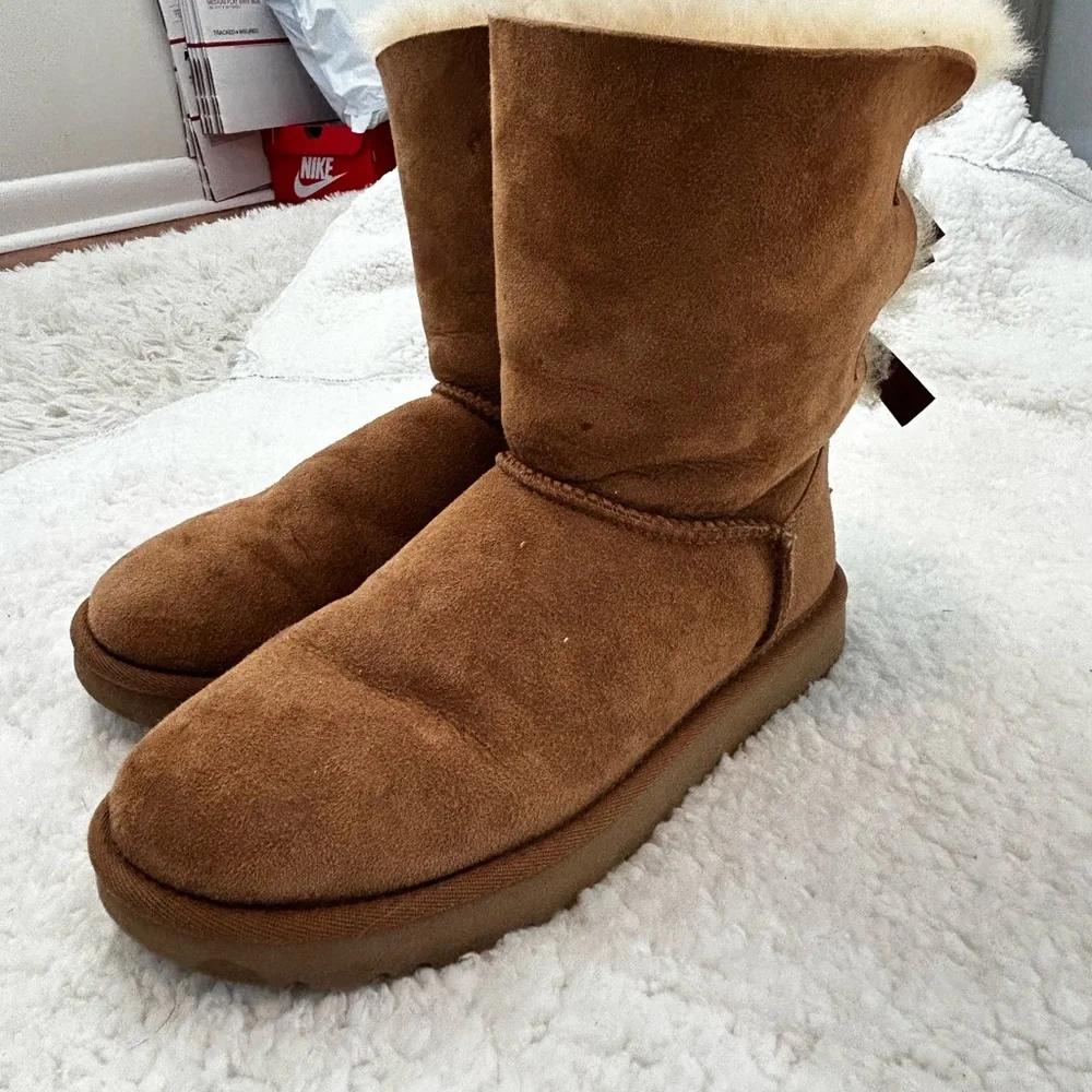 UGG Tan Boots with Brown Bows